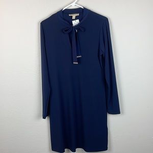 Michael Kors Tie-Neck Women’s Navy Blue Shift Dress M